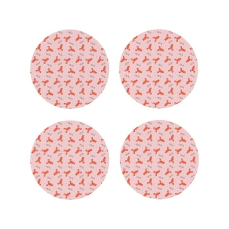 

Vsdgher Cartoon Lobsters 3 Leather Coasters for Drinks Durable Drink Coasters 4 Set for Tabletop Protection Luxurious Home Décor and Housewarming Gift-Round Shape