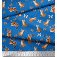 thumbnail image 2 of Soimoi Blue Silk Fabric Insect & Cat Animal Printed Fabric 1 Yard 42 Inch Wide, 2 of 3