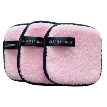 4pcs Square fiber cotton soft and skin-friendly makeup remover face wash makeup remover cotton powder puff,pink