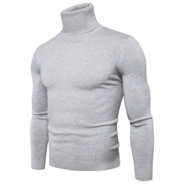 Printemps 2024 Pull Col Roulé Homme Chaud Tricoté Couleur Unie Pull-Overs Homme Ajusté Décontracté Pull Col Roulé