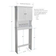 Double Door over the Toilet Space Saver Cabinet (Full Side Panels), Adjustable Center Shelf, 23.50 inch Width x 63.00 inch Height, Semi Gloss Enamel Finish