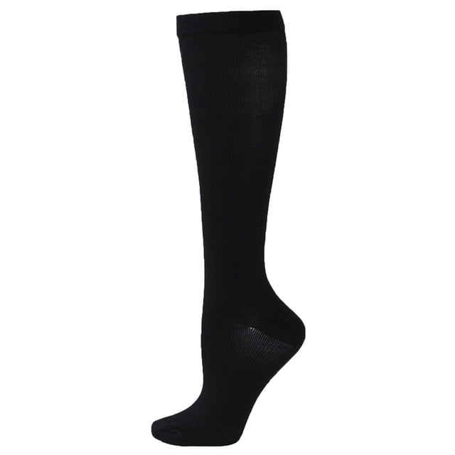 Aocisk Women's Solid Athletic Compression Leg Socks for Sports Performance and Calf Support Black L