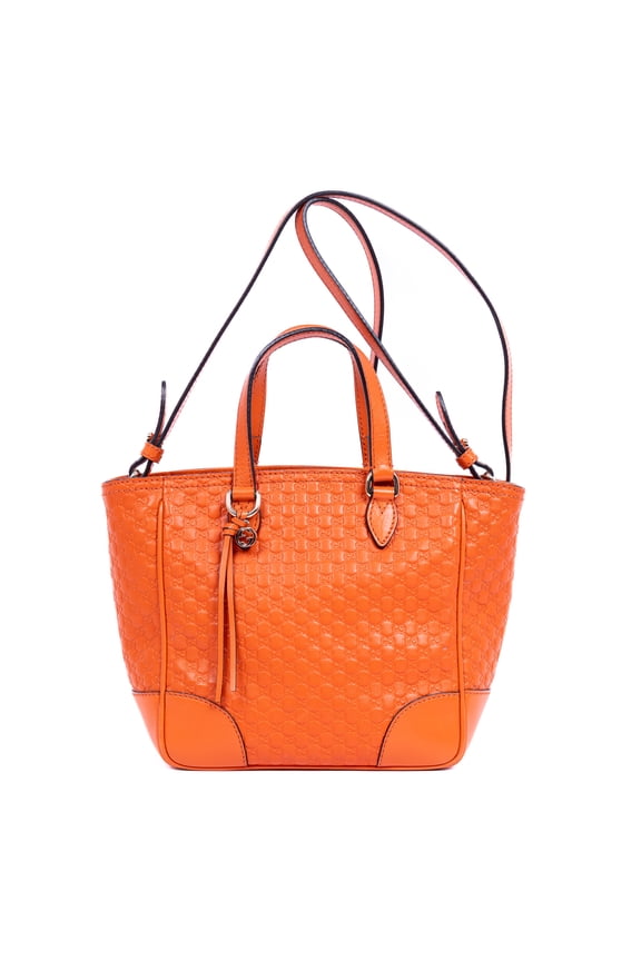 Pre-Owned Gucci Orange Bree Tote Small Handbag Microguccissima Leather