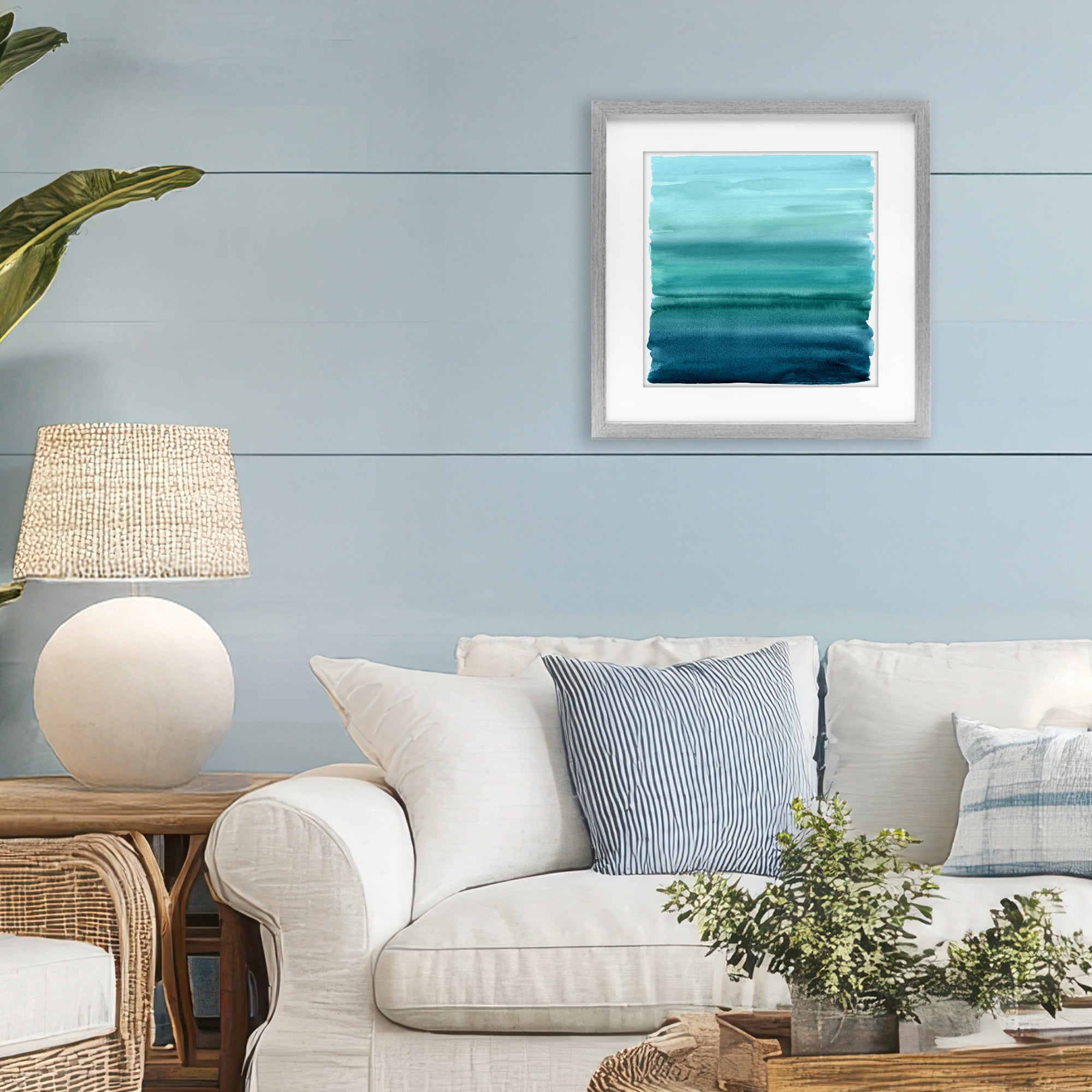 Stupell Industries Aqua Ombre Gradient Gray Framed Print Under Glass, design by Allie Corbin