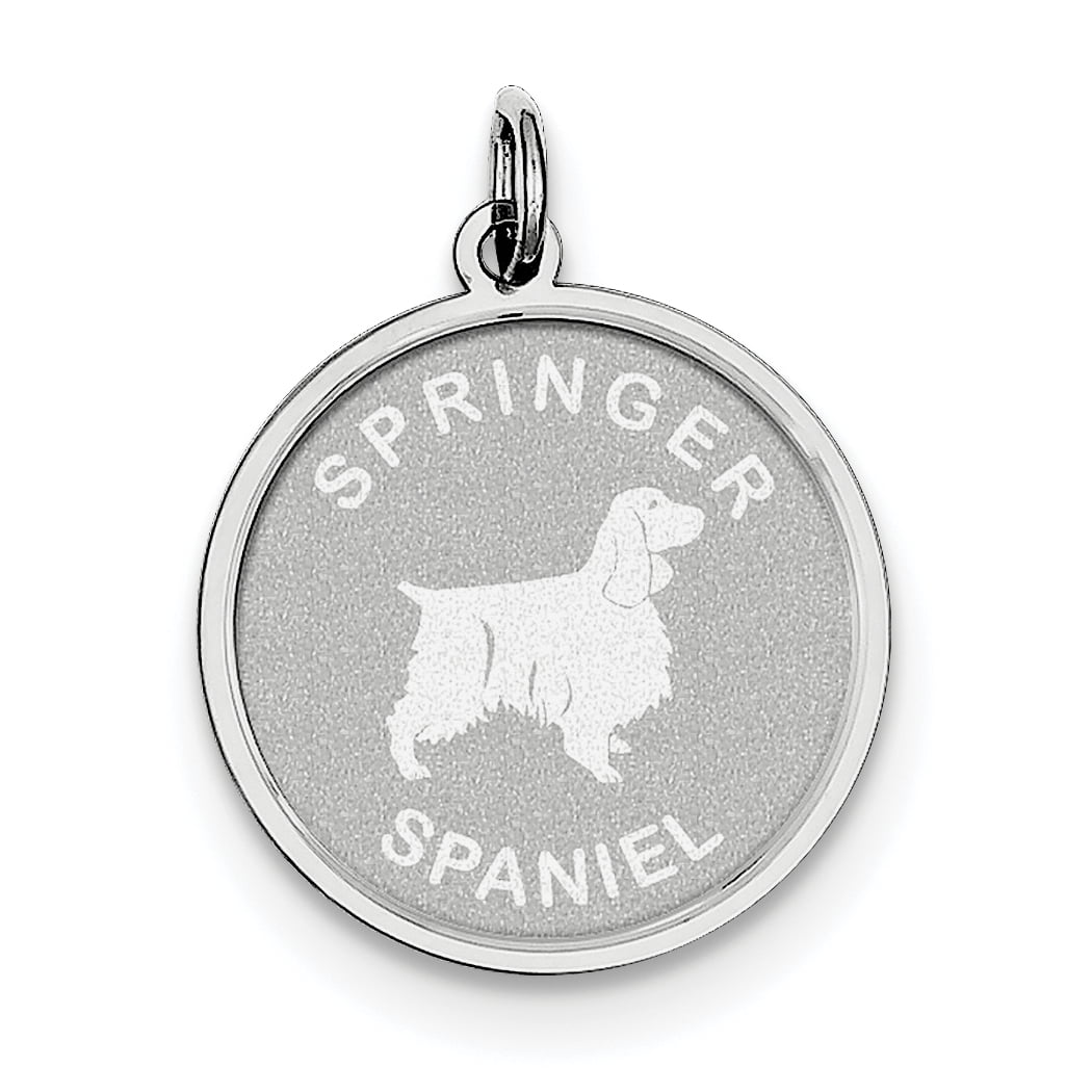 925 Sterling Silver Rhodium-plated Pomeranian Disc Charm