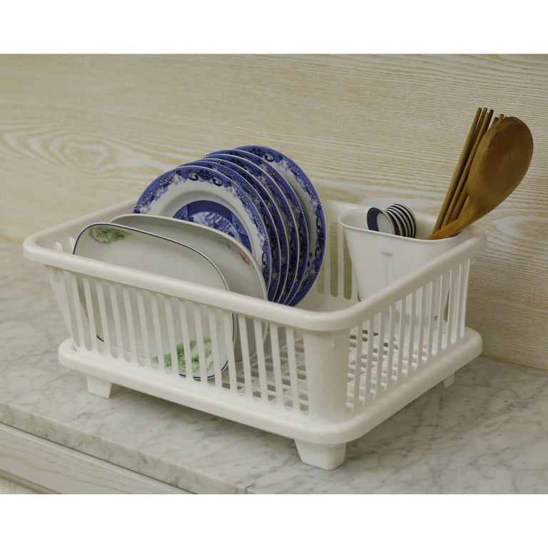 DOITOOL Cup Stand Dish Drying Rack with Lid Cover- Plastic Dry Box with  Drain Board- Dish Drying Rack and Drain Board for Kitchen Plate Cup Dish