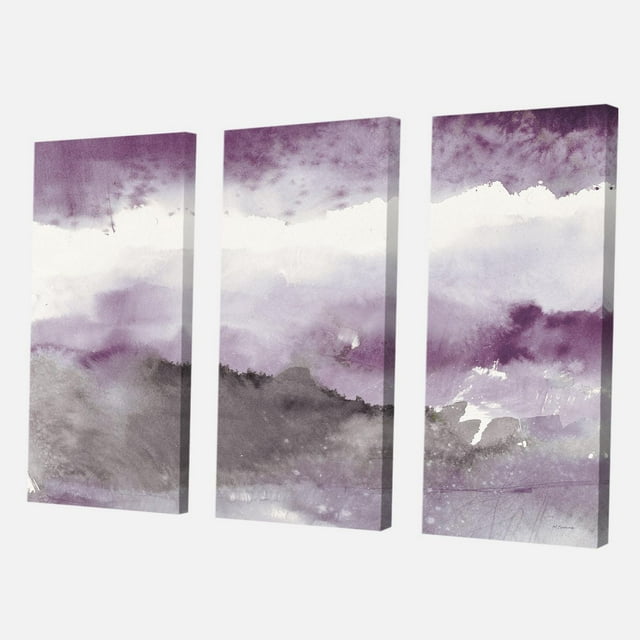 Designart Midnight at the Lake III Amethyst and Grey Canvas Wall Art