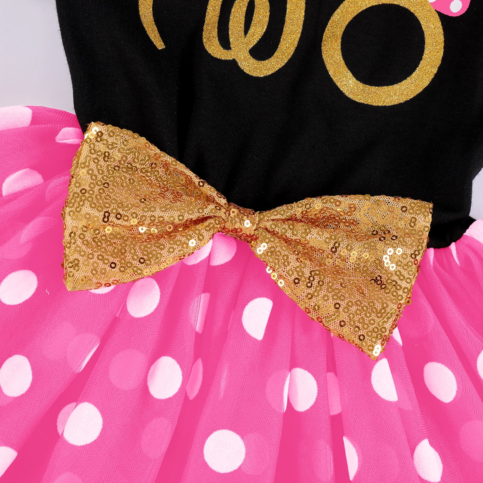 IBTOM CASTLE Baby Girls 1st 2nd Birthday Clothes Mouse Polka Dots One Sequin Tutu Princess Dress Cake Smash