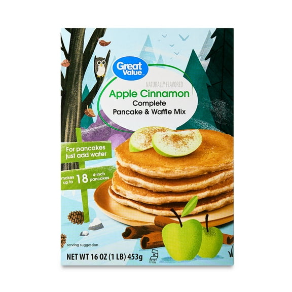 Great Value Apple Cinnamon Pancake & Waffle Mix, 16 oz Box