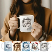 Cute Kitty Cats Coffee Mug, Ceramic Funny Coffee Mug, Perfect Cat Lover Gift, Cute Novelty Coffee Mug Present, Great Birthday or Christmas Surprise for Friend or Coworker, Men and Women