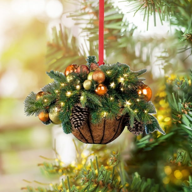 onlyliua Buscador de Regalos Colgante de Cesta de Flores Adornos para Árbol de Navidad para El Hogar Colgante de Madera 8 Cm