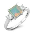 thumbnail image 3 of 0.95 Ctw Princess cut Square Ethiopian Opal 925 Sterling Silver Trio Stone Dainty Women Mother's Day Gift Ring, 3 of 4