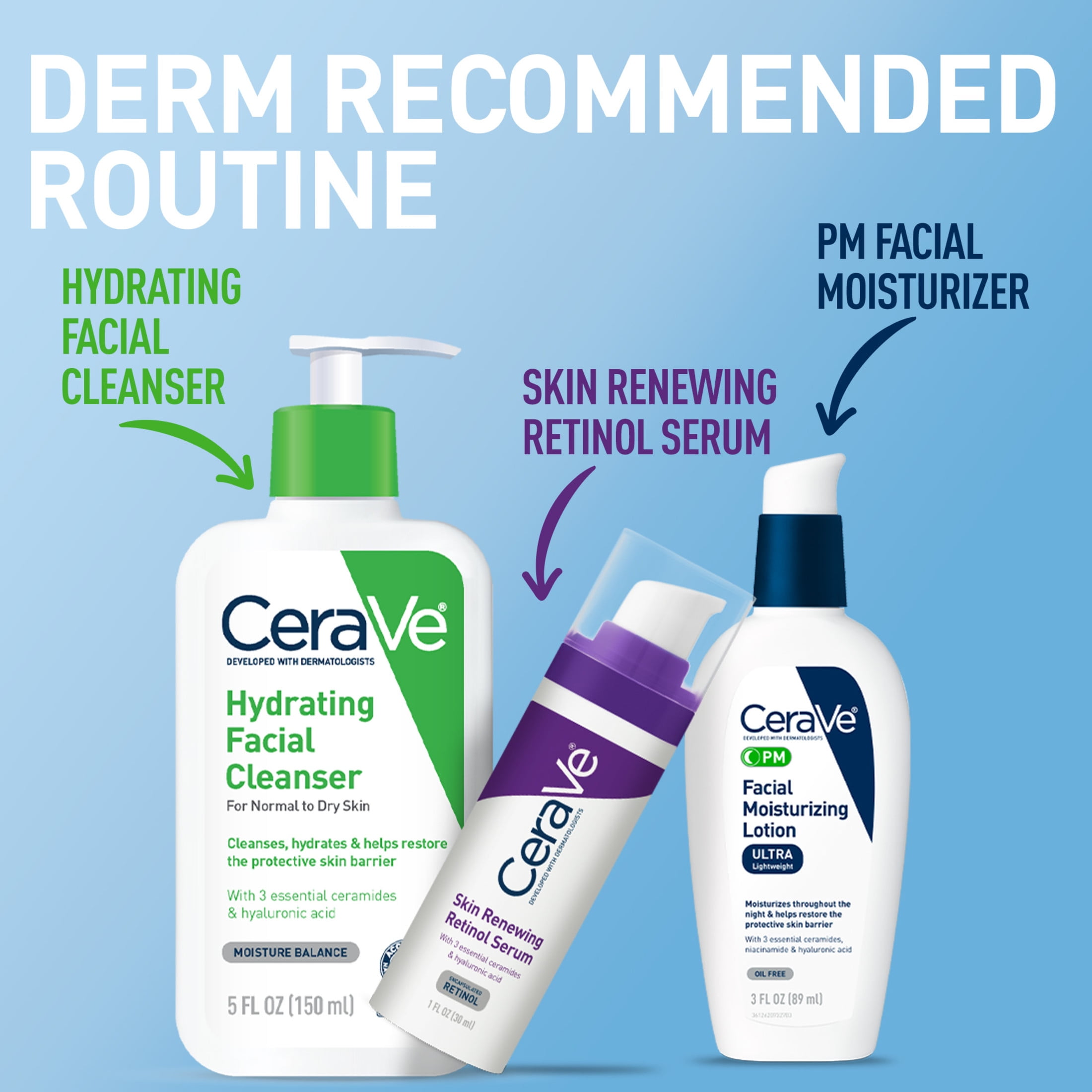 CeraVe PM Nighttime Facial Moisturizer, Lightweight Oil-free