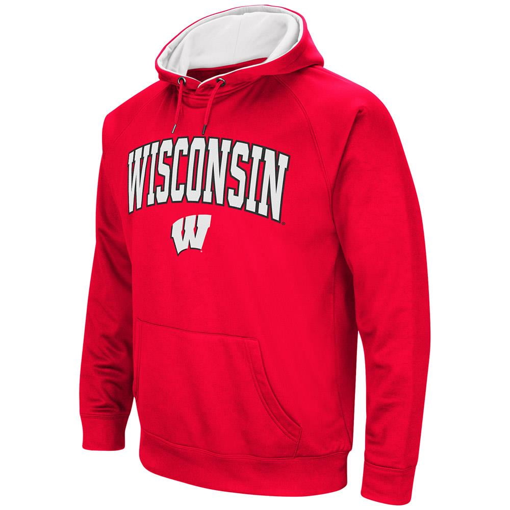 Mens Wisconsin Badgers Fleece Pull-over Hoodie by Colosseum