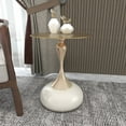 thumbnail image 2 of LeisureMod Wide Side Table with Gold Stainless Steel Top Round Accent Table and Pedestal Base Modern End Table for Home, Living Room Savoy Series in White, 2 of 11