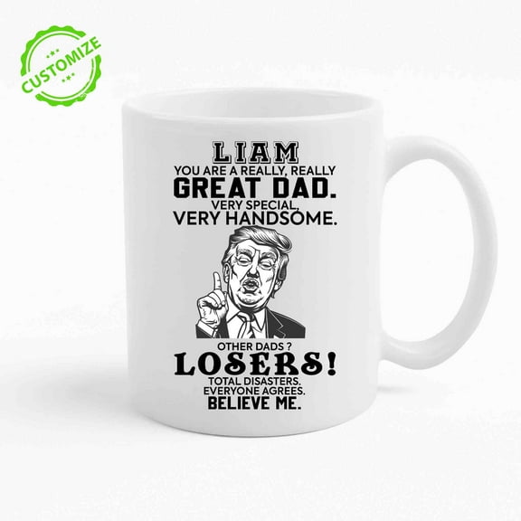 Customizaholic Funny Custom Name Dad Mug - Great Dad Losers Quote Coffee Cup, Personalized Father’s Day Gift, Gag Gift for Husband, Grandpa, Stepdad, Birthday or Christmas