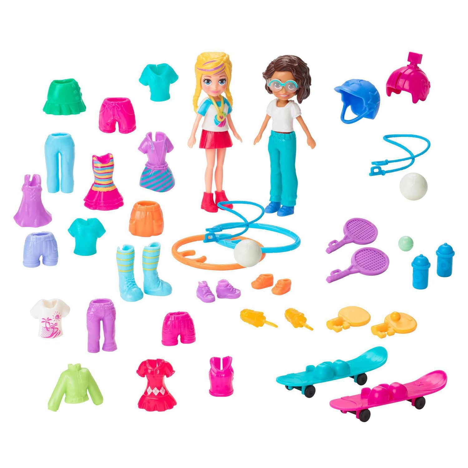 Polly Pocket Servin' Style Fashion Pack Super Sporty with Polly & Lila Dolls and over 35 Fashions & Sporting Accessories