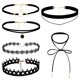 thumbnail image 1 of Conjunto de 6 collares de gargantilla de terciopelo clásico, collar de gargantilla en capas, collar de gargantilla negra, collar de gargantilla de terciopelo negro bonito para mujer TUNC Sencillez, 1 of 4