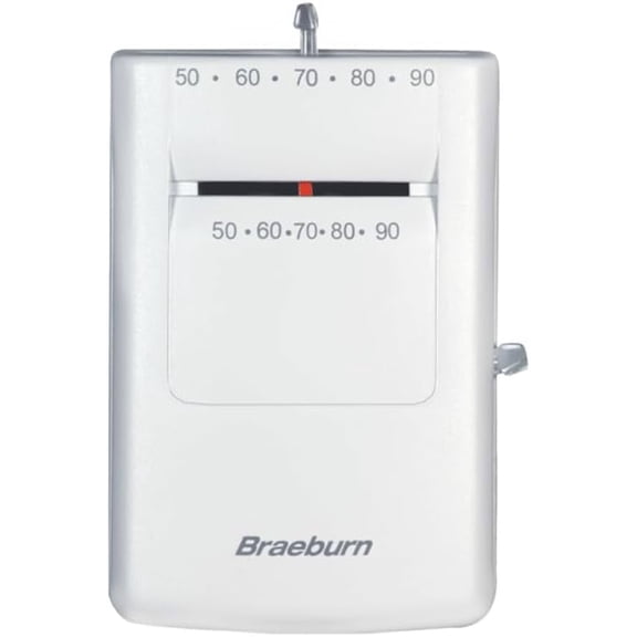 Replacement for Braeburn 505 Heat-Only 24V Mechanical Thermostat – Mercury-Free, Single-Stage Gas, Oil, or Electric Heating Control