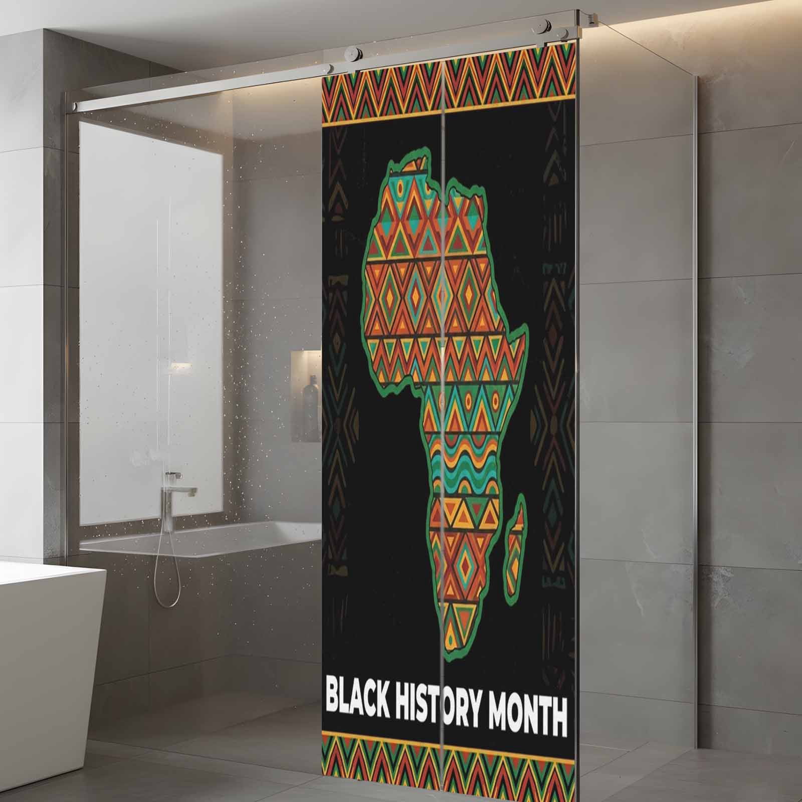 Black History Month Window Privacy Film, Retro Abastract Texture Frosted Glass Window Clings Static Cling UV Heat Blocking Reusable Door Sticker for Bathroom 23.6 x 59 Inch