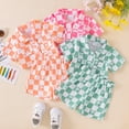 thumbnail image 2 of YASUTNKS Toddler Baby Girl Boy Summer Outfits Checkerboard Short Sleeve Lapel Button Down Shirt and Shorts Sets Cute Clothes, 2 of 7