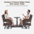 thumbnail image 2 of PARKWELL Outdoor Wicker Glider Chairs Set with Center Table, 2 Cushioned Patio Glider Chairs on Sliding Base, Smooth Forward and Back Gliding Motion for Porch, Deck, Backyard, Brown/Gray, 2 of 11