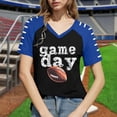 thumbnail image 5 of Uootdi Game Day Tops for Women Short Sleeve V Neck Football Print Casual Outings Weekend Brunch Loose Tees Blouses Clothes Gift, 5 of 6