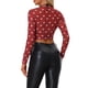 thumbnail image 3 of INSPIRAR CHIC Día de San Valentín Top Corto de Mujer Semi-Translúcido de Manga Larga Cuello Redondo XS Rojo, 3 of 6