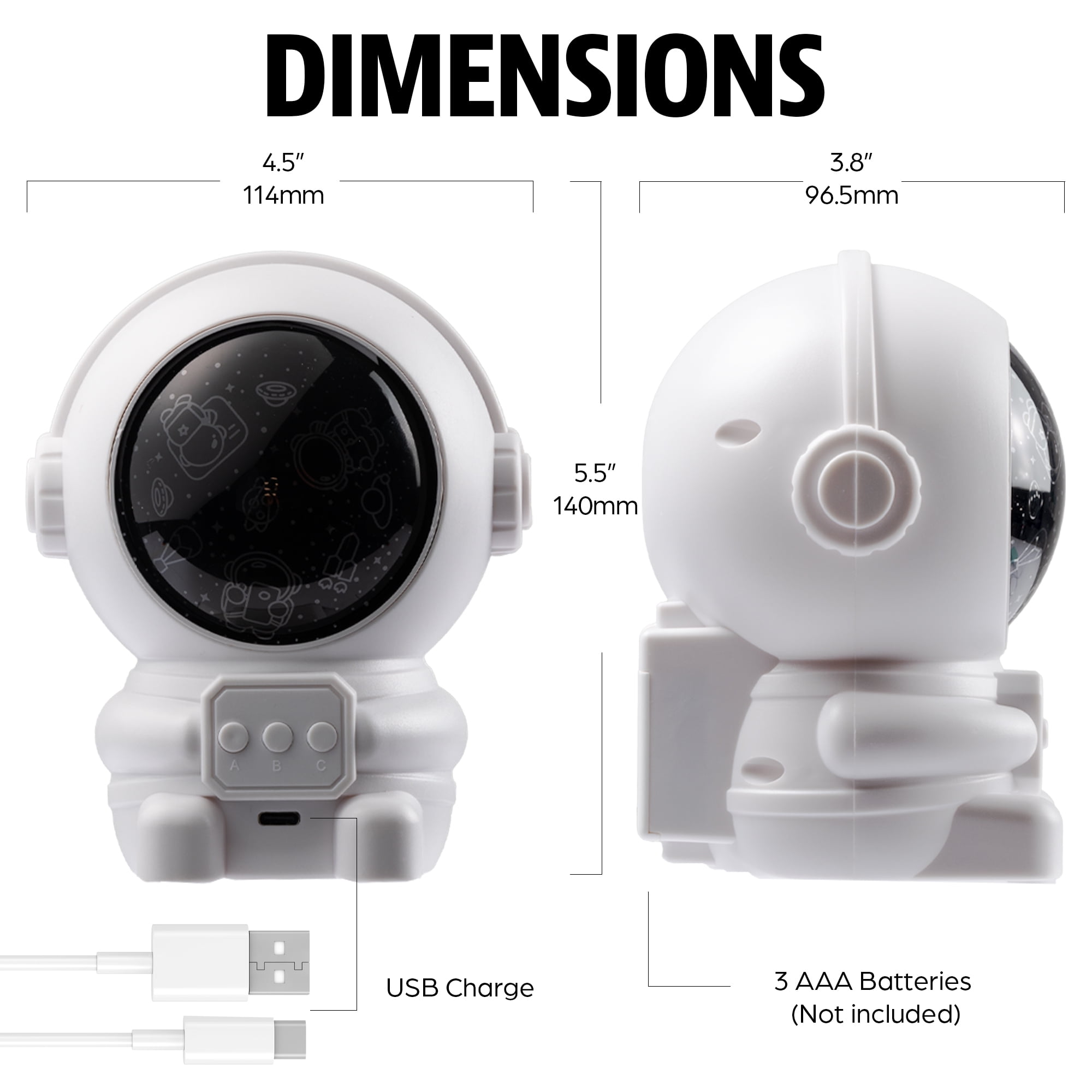 BrightSide Mini Astronaut Projector - LED Starry Light 5.8" Height x 5.1" Width