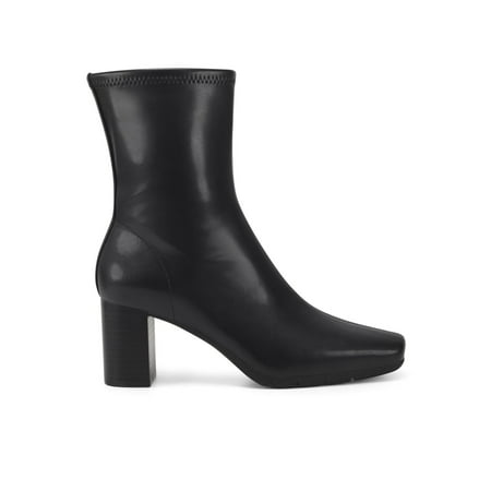 AEROSOLES Womens Black Stretch Comfort Miley Square Toe Block Heel Zip-Up Boots Shoes 9.5 M