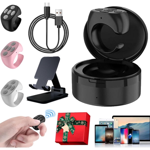 Fingertip - Mando a distancia inalámbrico Bluetooth, anillo de desplazamiento 2025 para iPhone/Android, control remoto obturr/clic, videos de desplazamiento, control de volumen, se adapta a todas