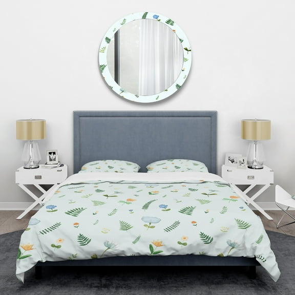 Designart 'Retro Floral Pattern IX' Mid-Century Modern Duvet Cover Set