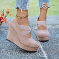 thumbnail image 7 of Wowcloth Women's Plus Size Wedge Heels – Fashion Round Toe Low-Cut with Cross Elastic Band and Platform for Casual Spring Autumn Wear, 7 of 7