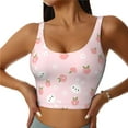 thumbnail image 2 of Haiem Rabbit And Peach Pattern Womens Sports Bra - U Neck Padded Low Impact Yoga Bra Workout Crop Top Gym Moisture-Wicking Workout Vest -, 2 of 9