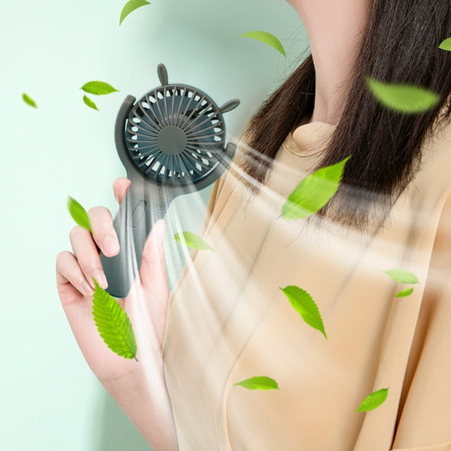 Ventilador de mano recargable por USB | Miniventilador portátil de escritorio con base | 3 velocidades, silencioso y potente | Diseño elegante para viajes, escuela y maquillaje | Rosa, verde y blanco