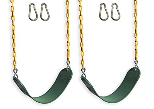 600LB Weight Limit SELEWARE Set of 2 Swing Seat Heavy Duty with 66 Chain Plastic Coated and Carabiners Playground Backyard Swing Set Accessories Replacement Green Seat Width 27.2 
