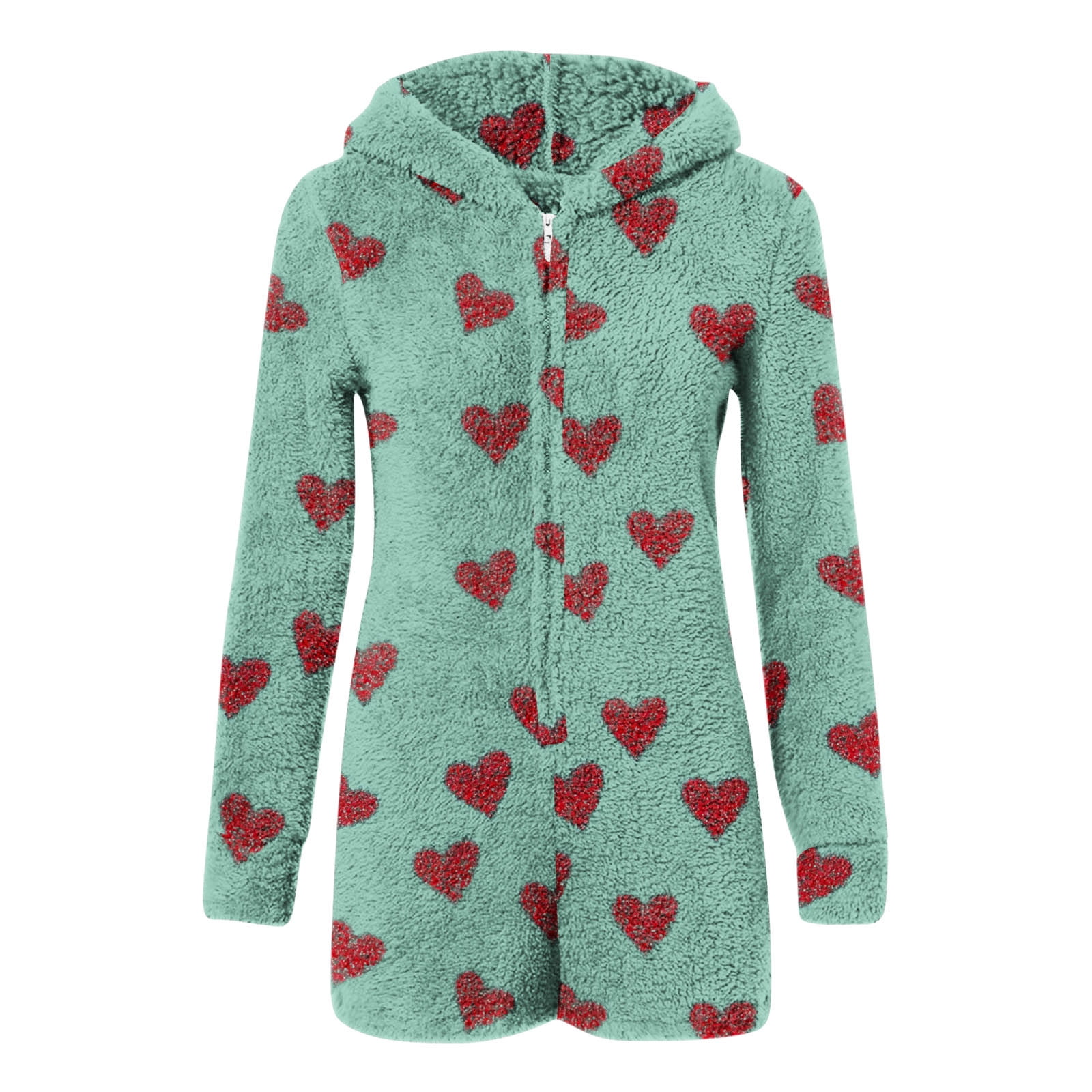 Aobny Valentine's Christmas Jammies Women Fleece Pajama Long Sleeve Green Onesies Family Christmas Pajamas Matching Sets,M