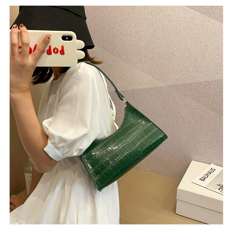 Crocodile Embossed Baguette Bag, Fashion Y2k Shoulder Bag, Women's