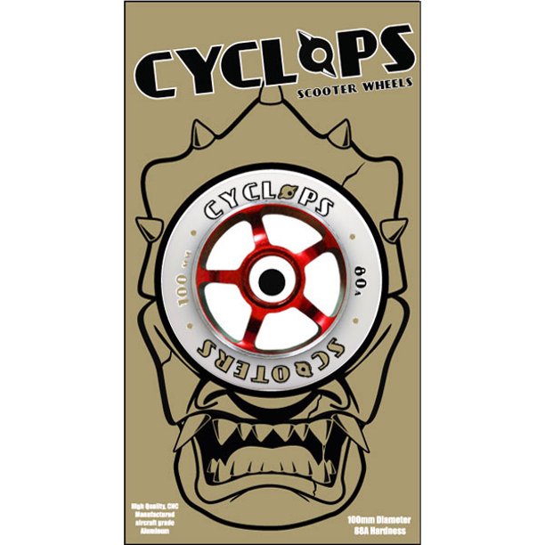 CNC CUT 100mm Wheel CYCLOPS SCOOTER WHEELS Aluminum 5SPOKE RED Metal