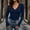 Blue, variant on Women's Thermal Base Layer Top, V-Neck Long Sleeve Shirt with Thumb Hole, For Morning Jogging, Shopping Trip White L