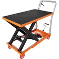 thumbnail image 1 of Hydraulic Lift Table Cart 330 lbs Capacity 28.5 In Heavy Duty Scissor Lift Cart with Locking Wheels and Non-Slip Pad for Material Handling Orange, 1 of 7