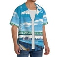 thumbnail image 2 of Vsdgher Urban Riverside Clock Tower Men's Cuban Shirt, Hawaiian Shirts, Business Casual Button Down Shirts, Short Sleeve Shirt-Large, 2 of 5