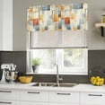 thumbnail image 4 of Orange Blue Geometric Curtain Valances for Windows, Kitchen Valance Window Treatments Panel 2 Pack, Contemporary Abstract Vintage Rod Pocket Short Curtains for Bathroom Bedroom 42 x 18 Inch, 4 of 8