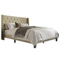 thumbnail image 4 of Home Design Medford Twin Tufted Upholstered Panel Bed with Wingback Headboard and Button Tufting, Dark Beige, Easy Assembly, 4 of 5