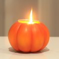 thumbnail image 1 of Candelabro de calabaza de Halloween Resina de cara de fantasma | Adorno de escritorio naranja 12x12x8,5cm | Decoración festiva duradera y resistente al calor para el hogar, el salón y la mesa, 1 of 6