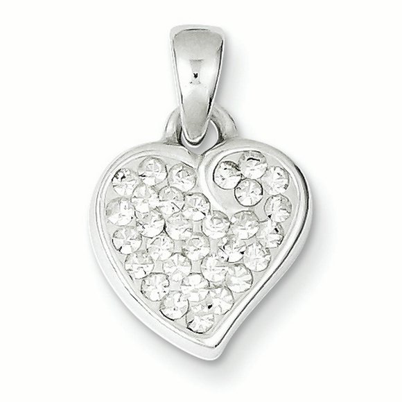 925 Sterling Silver Cristaux Coeur Collier Pendentif Charme Amour