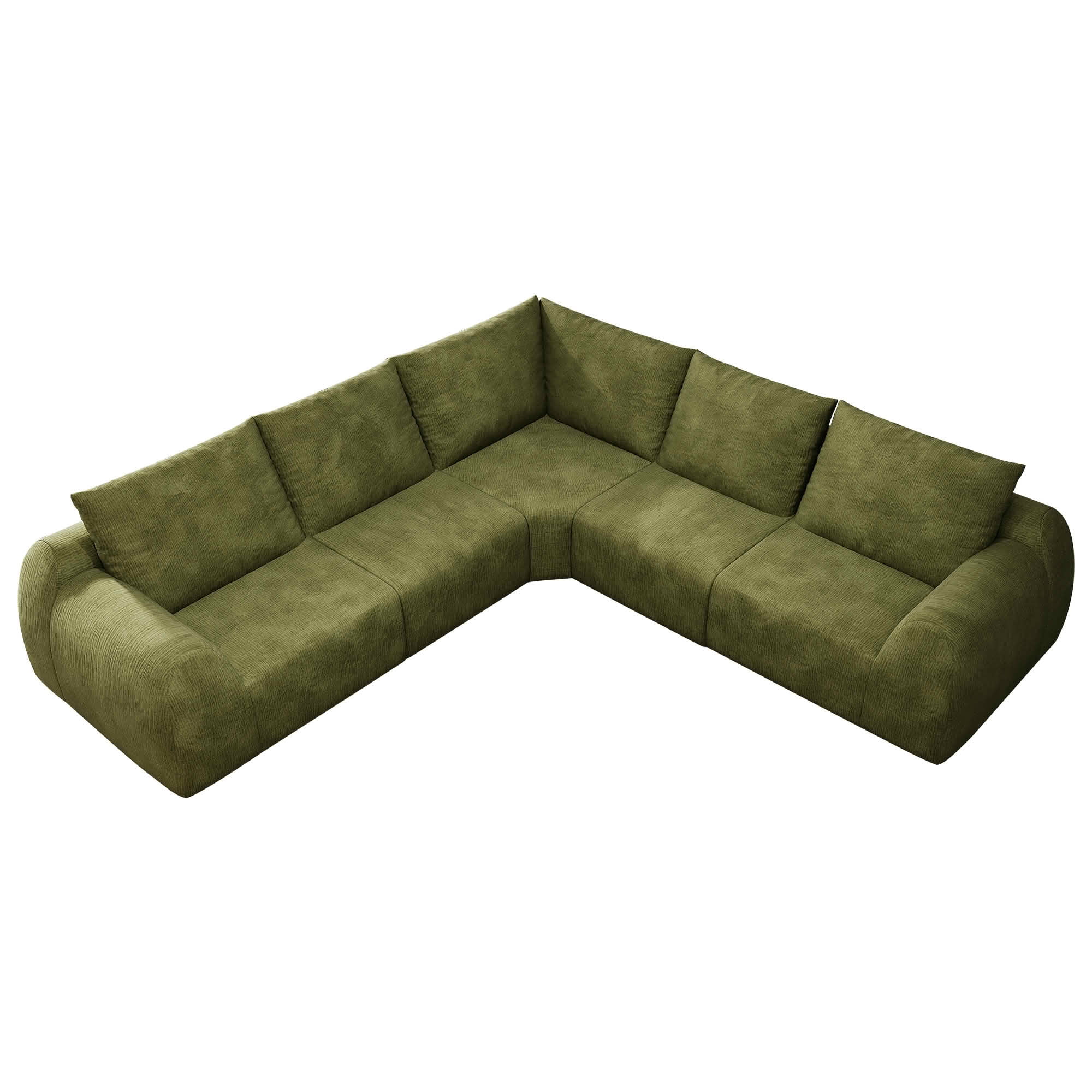 MAYEERTY 105" V Shaped Modular Cloud Sectional Sofa, 5 Seats Vacuum Compressed Chenille Couch, No Assembly Required Oversized Fabric Sofa