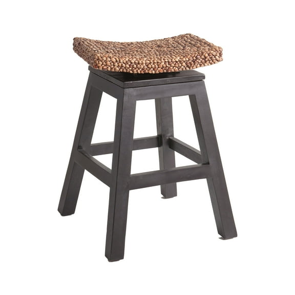 Oakley Natural Brown Woven Water Hyacinth Backless Swivel Seat Counter Stool by East at Main