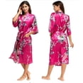 thumbnail image 3 of Albornoz tipo kimono de seda para mujer, túnicas de seda estilo Kimono con estampado floral, conjunto de noche cómodo disponible en talla grande XXXL, 3 of 3