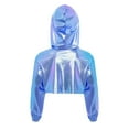 thumbnail image 4 of Aislor Girls Metallic High Low Cropped Sweatshirt Long Sleeve Shiny Hoodie Hip Hop Jazz Dance Top Blue 14, 4 of 4